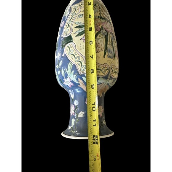Vintage WBI Ceramic Baluster Vase Chinese Chinoiserie Glazed Flowers 12" Tall - Picture 5 of 6